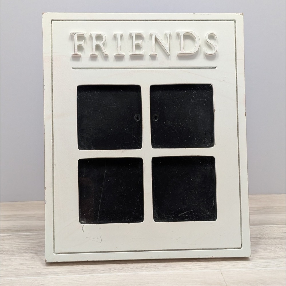 Friends White Collage Photo Frame 4 Openings 2x2 Tabletop or Wall Mount